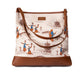 Lantern Grace Tote Bag with Leather Handle  Beige