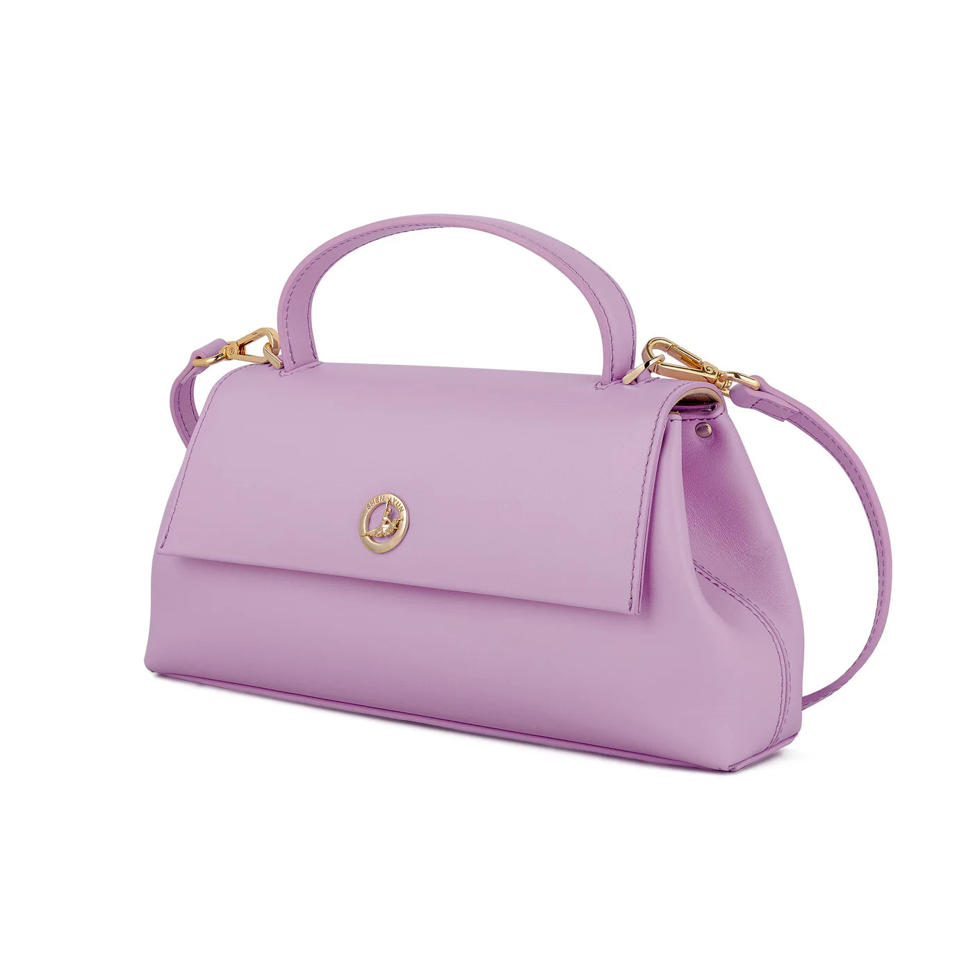 Italian Premium Leather Trapeze Bag  Lavender Purple