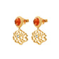 Majestic Tang Peony Earrings  Gold Vermeil /Orange Carnelian