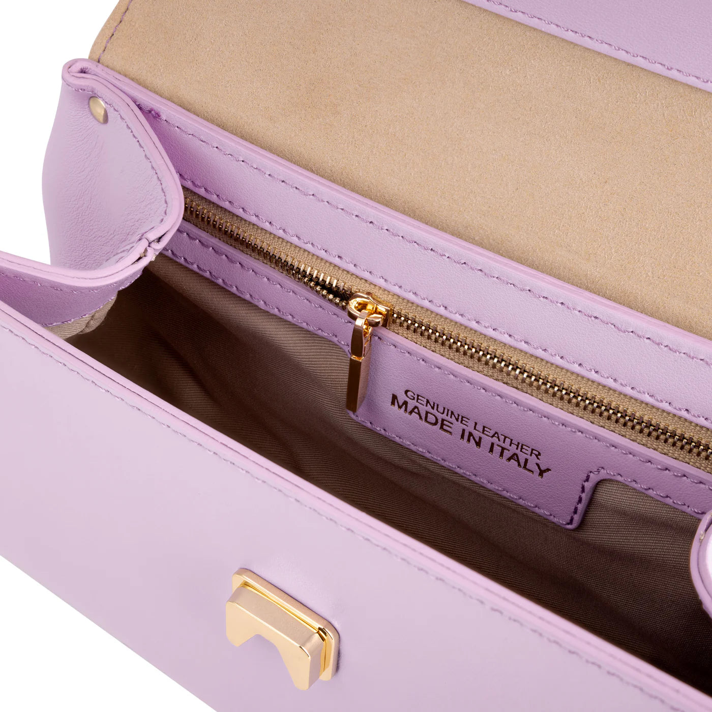 Italian Premium Leather Trapeze Bag  Lavender Purple