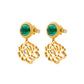 Majestic Tang Peony Earrings  Gold Vermeil with Green Agate