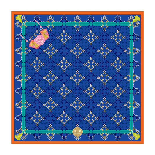 Manchurian Elegance Square Scarf - Blue