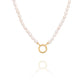 Pearl Charm Clasp Necklace - Gold