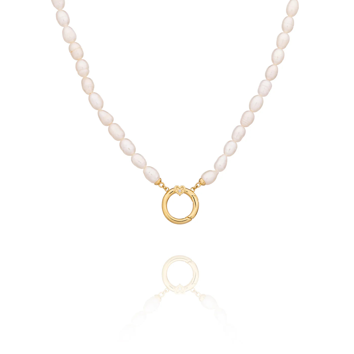 Pearl Charm Clasp Necklace - Gold