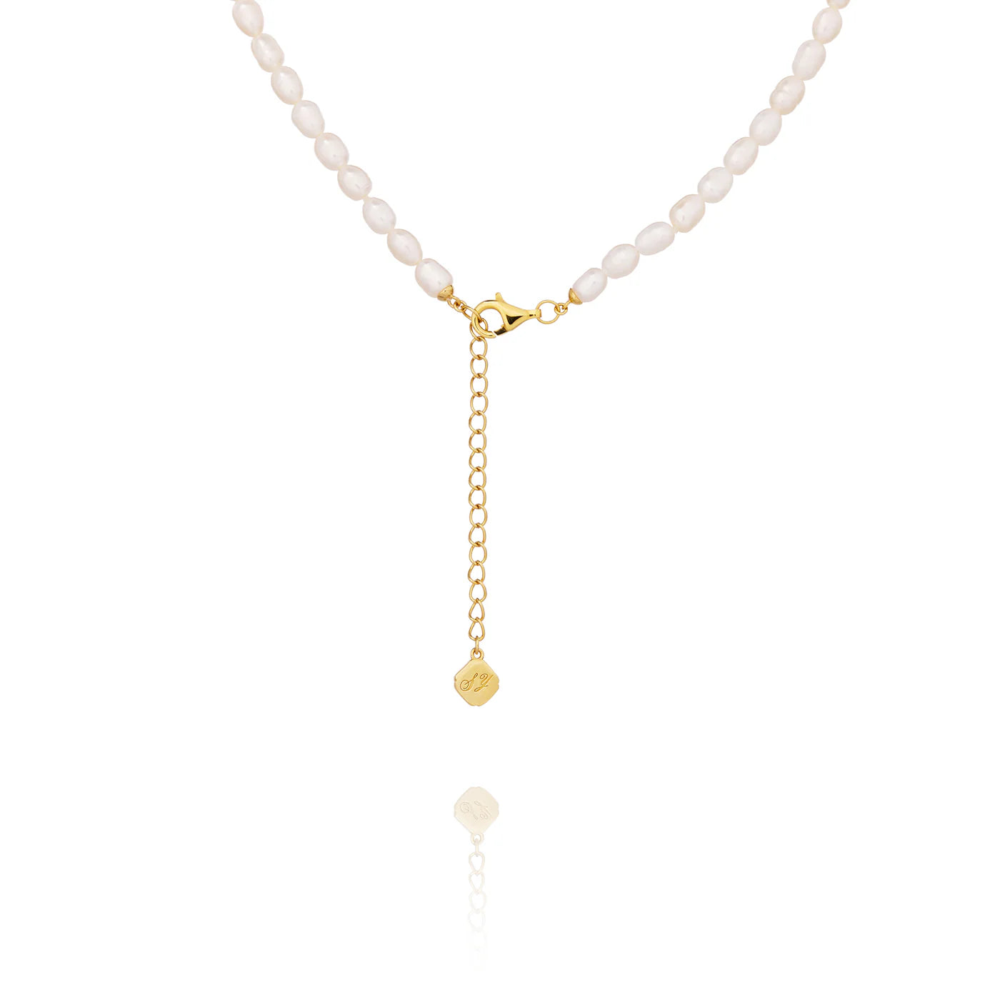 Pearl Charm Clasp Necklace - Gold