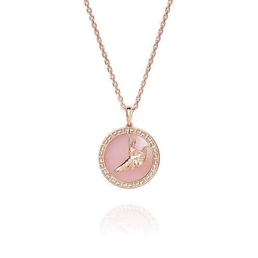 Divine Grace Pendant- 18kt Rose Gold with Pink Opal