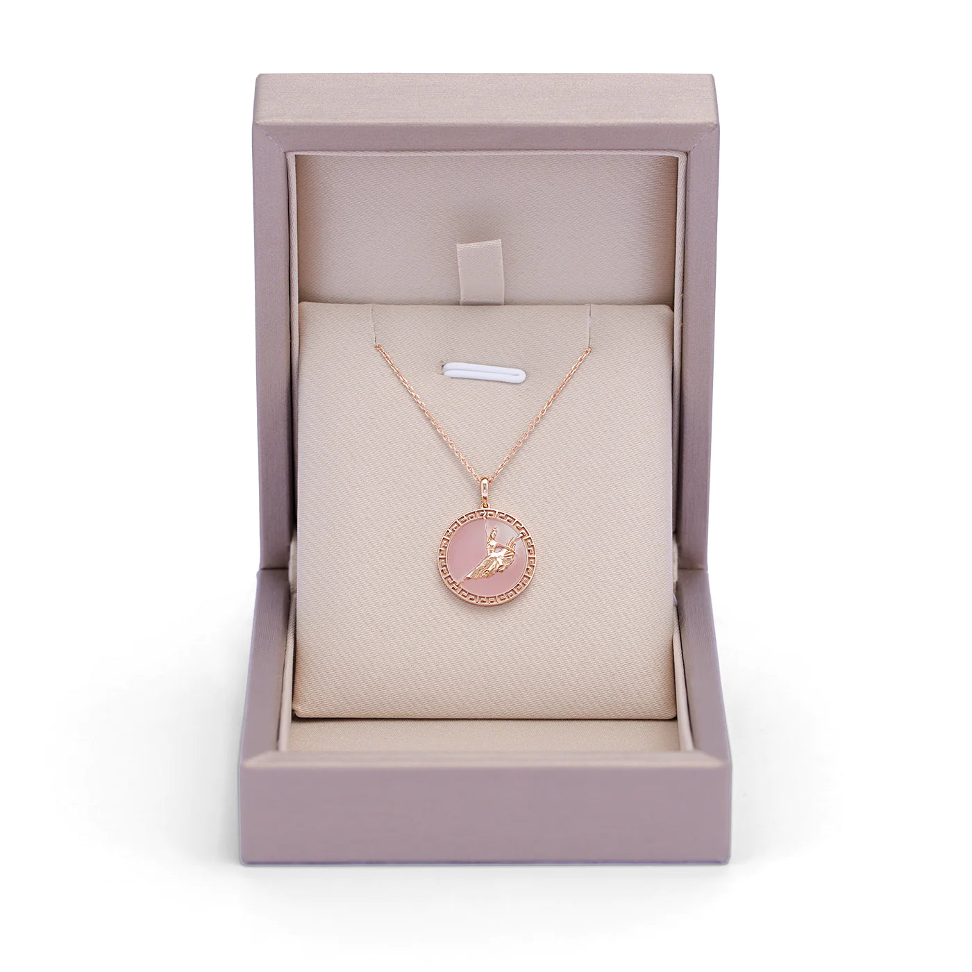 Divine Grace Pendant- 18kt Rose Gold with Pink Opal