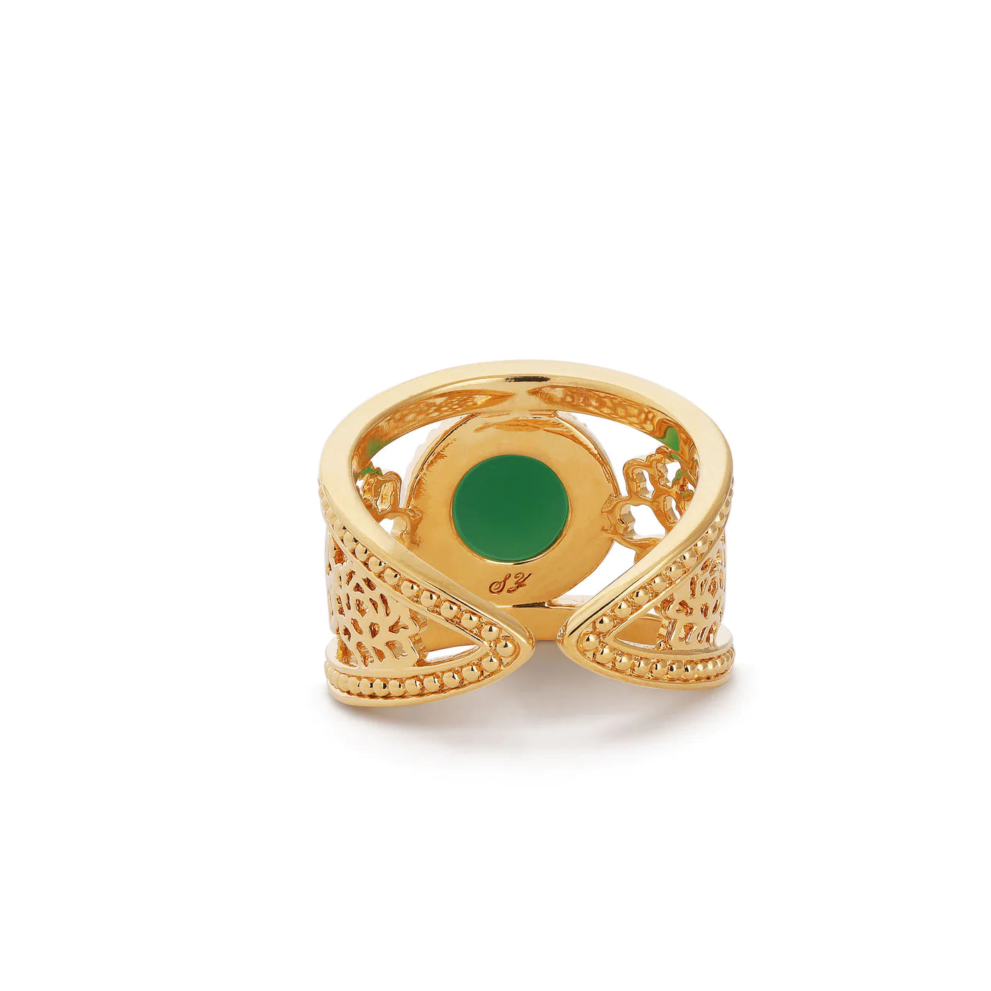 Golden Tang Peony Ring - Green