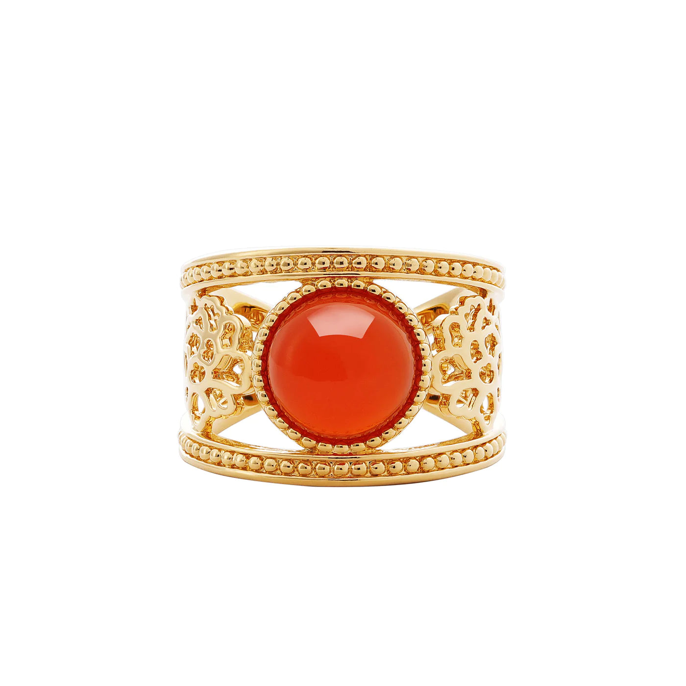 Golden Tang Peony Ring - Orange