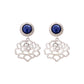 Majestic Tang Peony Earrings -Silver with Lapis