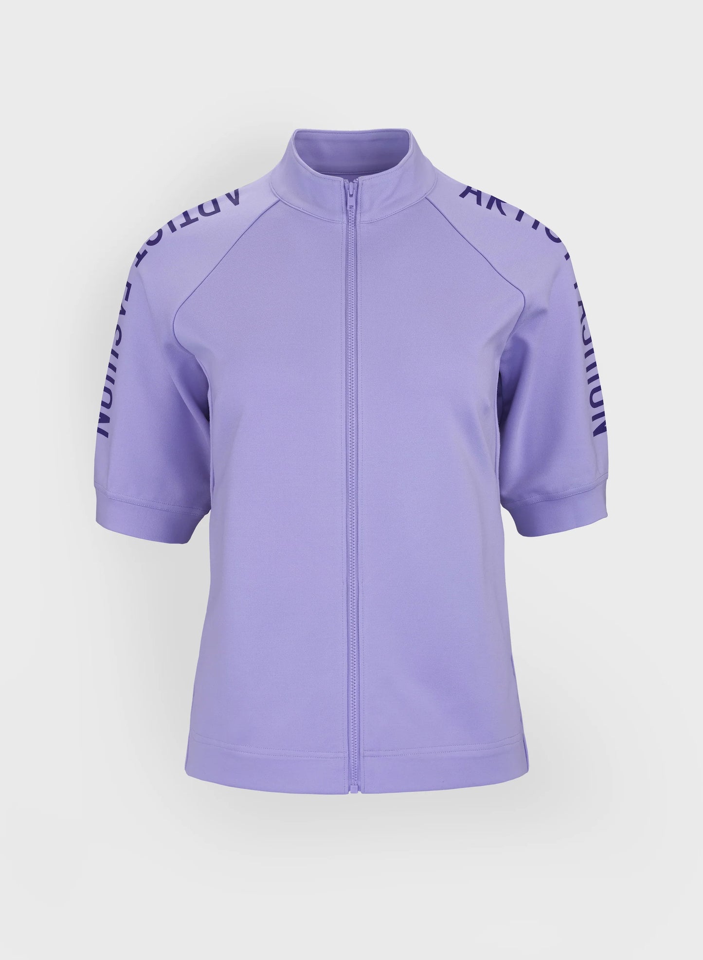 Women's Artist Fashion Short-Sleeve Zip-Up  Light Purple