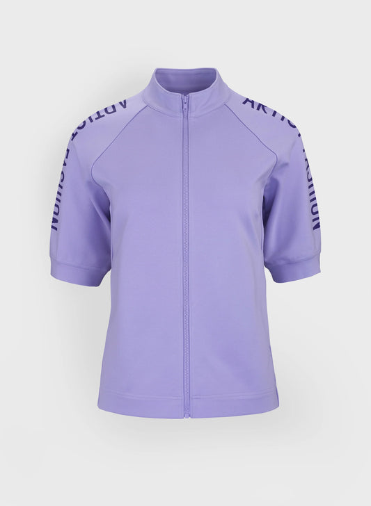 Women's Artist Fashion Short-Sleeve Zip-Up  Light Purple