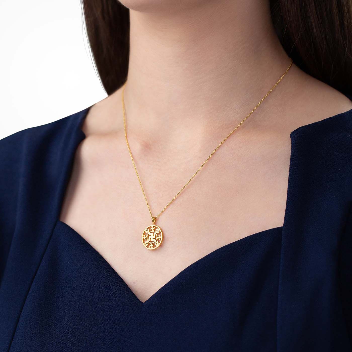 Falun Pendant - 24kt Yellow Gold 17mm with 20" 18kt Yellow Gold Chain