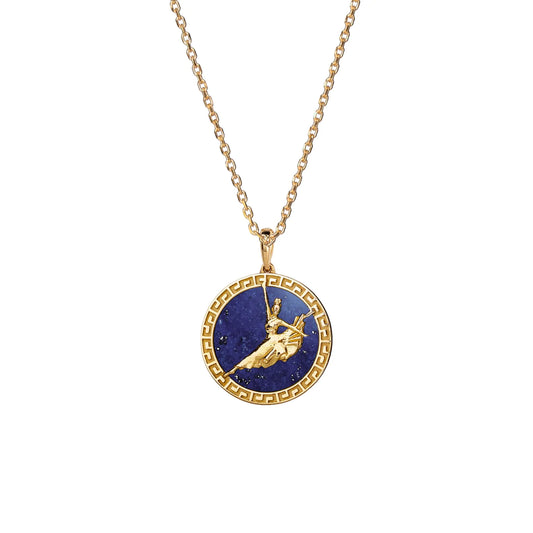 Divine Grace  Pendant - 18kt Yellow Gold with Lapis