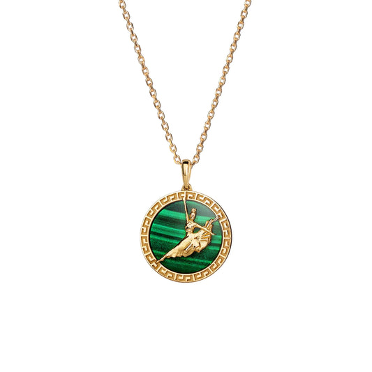 Divine Grace Pendant - 18kt Yellow Gold with Malachite