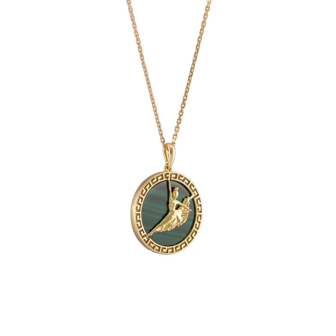 Divine Grace Pendant - 18kt Yellow Gold with Malachite