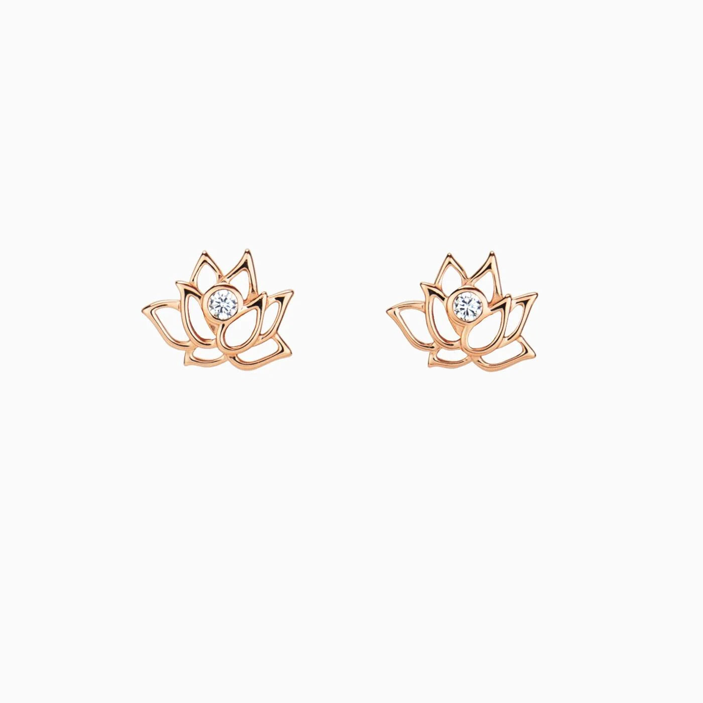 Lotus Fairies Earrings - Rose Gold with White Stone