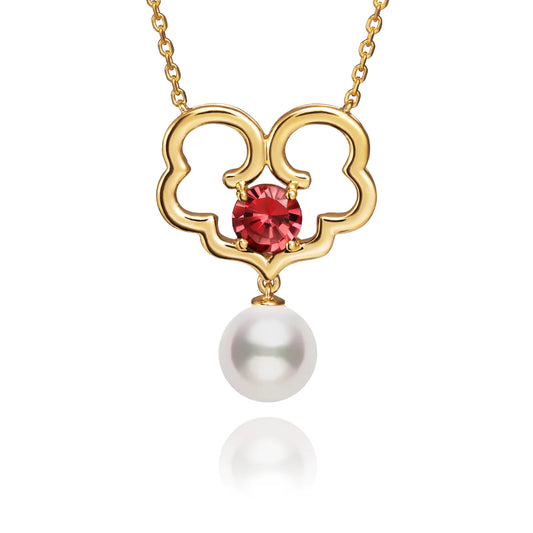 The Timeless Blessings Necklace  18kt Yellow Gold with Spessartite Garnet